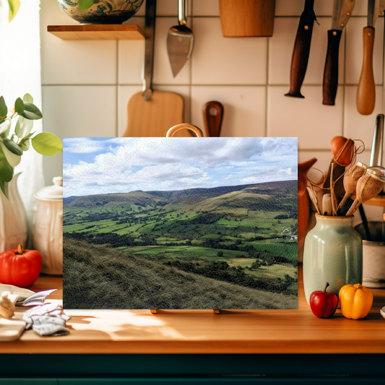 The Stylish Textured Glass Chopping Board. Mam Tor. Peak District National Park. Derbyshire. England.