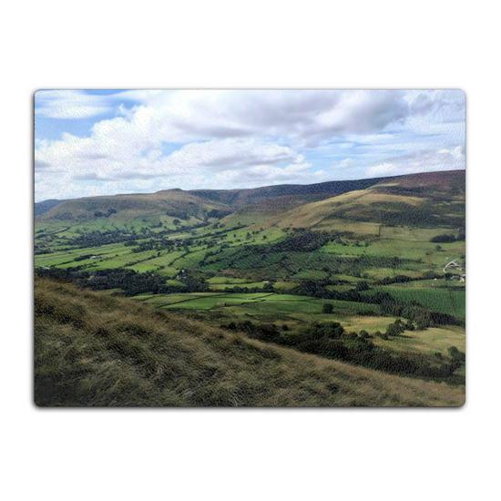 The Stylish Textured Glass Chopping Board. Mam Tor. Peak District National Park. Derbyshire. England.