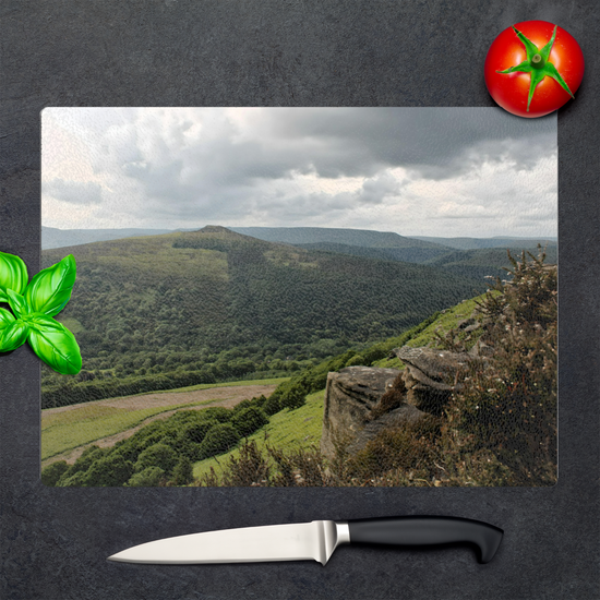 The Stylish Textured Glass Chopping Board. Bamford Edge. Peak District National Park. Derbyshire. England.
