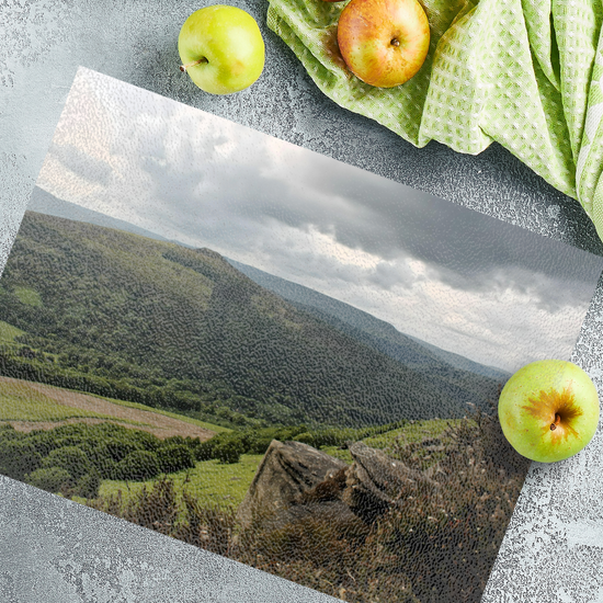The Stylish Textured Glass Chopping Board. Bamford Edge. Peak District National Park. Derbyshire. England.