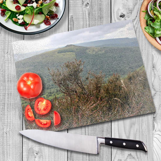 The Stylish Textured Glass Chopping Board. Bamford Edge. Peak District National Park. Derbyshire. England.