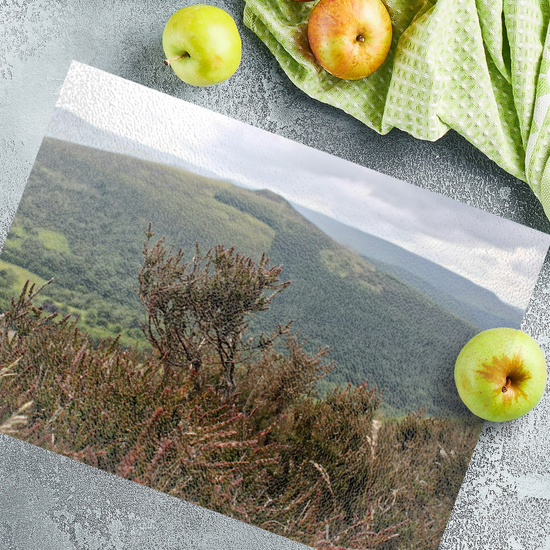The Stylish Textured Glass Chopping Board. Bamford Edge. Peak District National Park. Derbyshire. England.