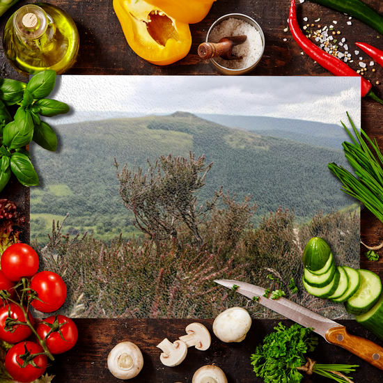 The Stylish Textured Glass Chopping Board. Bamford Edge. Peak District National Park. Derbyshire. England.