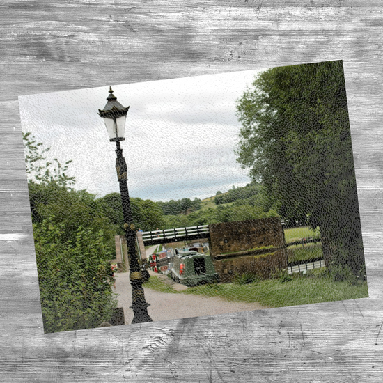 The Stylish Textured Glass Chopping Board. Bugsworth Canal Basin. Buxworth. Peak Forest Canal. Derbyshire. England.