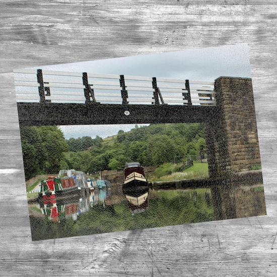 The Stylish Textured Glass Chopping Board. Bugsworth Canal Basin. Buxworth. Peak Forest Canal. Derbyshire. England.