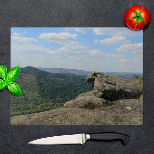 The Stylish Textured Glass Chopping Board. Bamford Edge. Peak District National Park. Derbyshire. England.