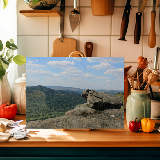 The Stylish Textured Glass Chopping Board. Bamford Edge. Peak District National Park. Derbyshire. England.