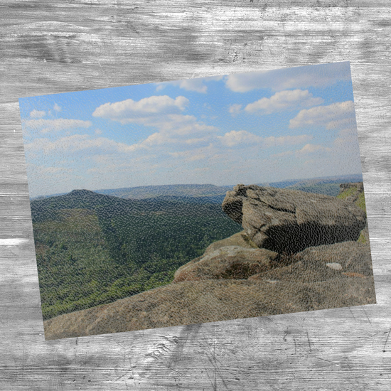The Stylish Textured Glass Chopping Board. Bamford Edge. Peak District National Park. Derbyshire. England.