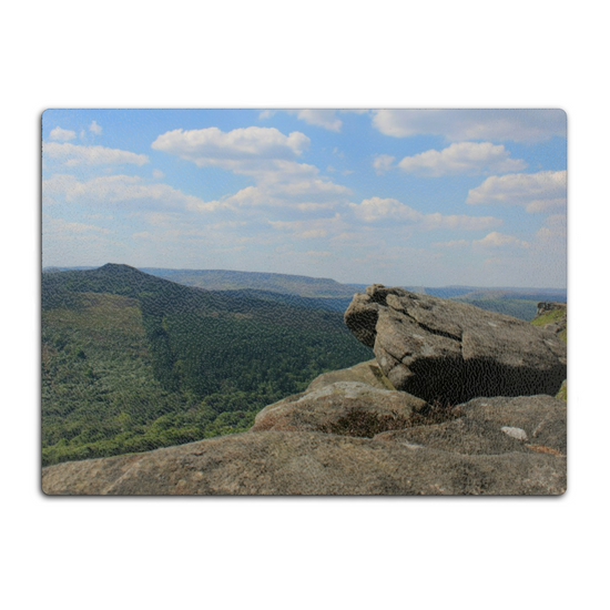 The Stylish Textured Glass Chopping Board. Bamford Edge. Peak District National Park. Derbyshire. England.