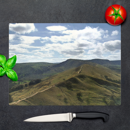 The Stylish Textured  Glass Chopping Board. Mam Tor. Peak District National Park. Derbyshire. England.