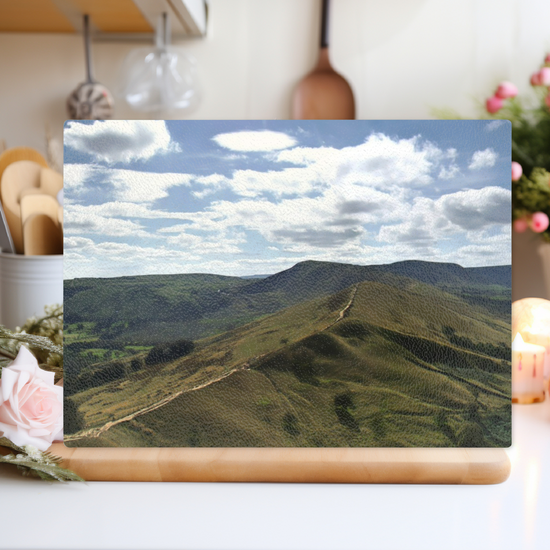 The Stylish Textured  Glass Chopping Board. Mam Tor. Peak District National Park. Derbyshire. England.