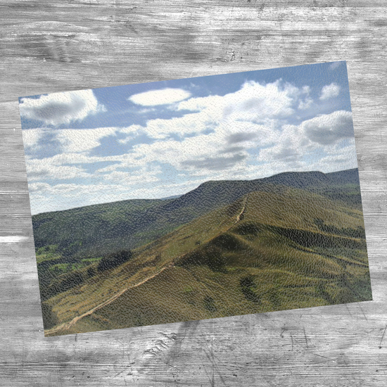 The Stylish Textured  Glass Chopping Board. Mam Tor. Peak District National Park. Derbyshire. England.