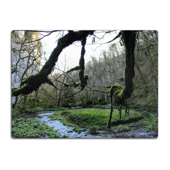 The Stylish Textured Glass Chopping Board. Chee Dale Nature Reserve. Peak District National Park. Derbyshire. England.