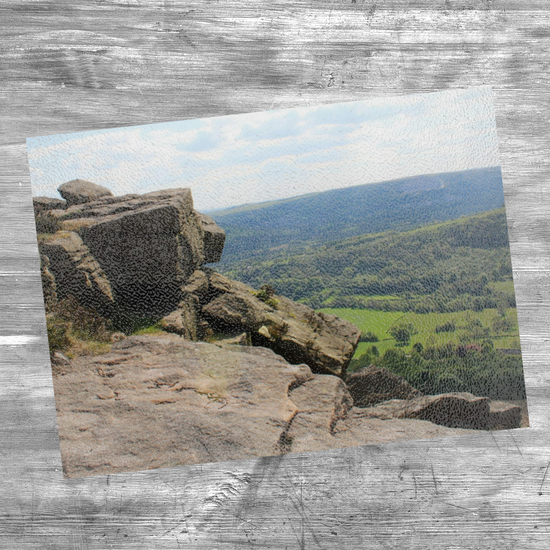 The Stylish Textured Glass Chopping Board. Bamford Edge. Peak District National Park. Derbyshire. England.