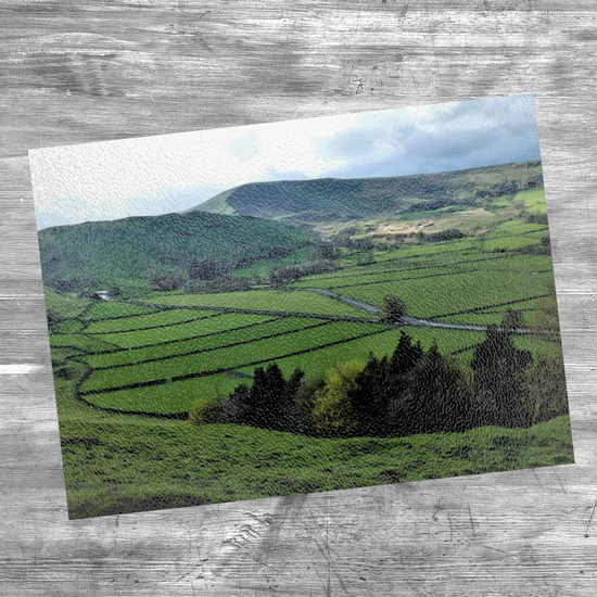 The Stylish Textured Glass Chopping Board. Mam Tor. Peak District National Park. Derbyshire. England.