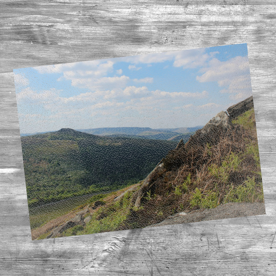 The Stylish Textured Glass Chopping Board. Bamford Edge. Peak District National Park. Derbyshire. England.