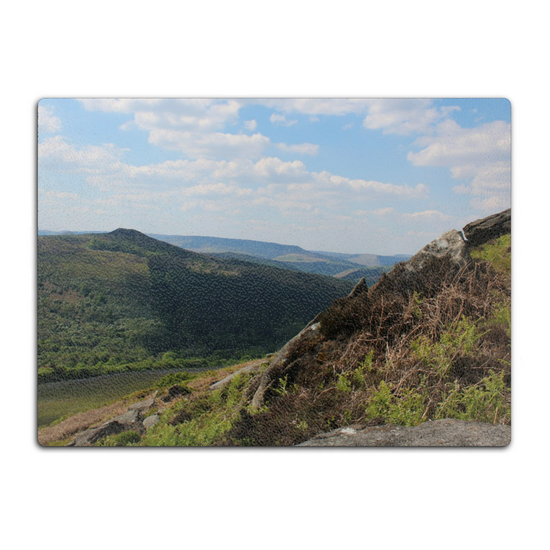 The Stylish Textured Glass Chopping Board. Bamford Edge. Peak District National Park. Derbyshire. England.