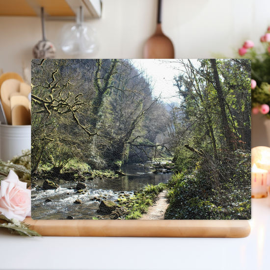 The Stylish Textured Glass Chopping Board. Chee Dale Nature Reserve. Peak District National Park. Derbyshire. England.