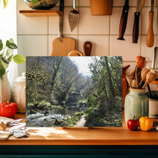 The Stylish Textured Glass Chopping Board. Chee Dale Nature Reserve. Peak District National Park. Derbyshire. England.