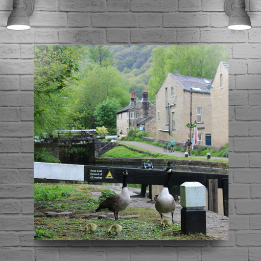 Giclée Mounted Wall Art Prints. Hebden Bridge. The Rochdale Canal. West Yorkshire. England.