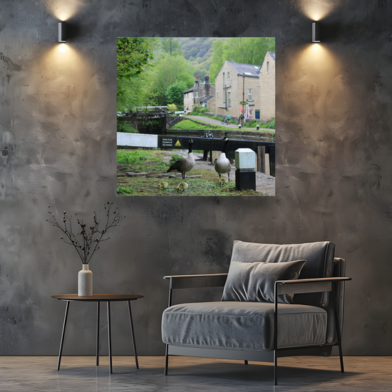 Giclée Mounted Wall Art Prints. Hebden Bridge. The Rochdale Canal. West Yorkshire. England.