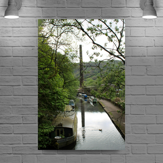 Giclée Mounted Wall Art Prints. Hebden Bridge. The Rochdale Canal. West Yorkshire. England.