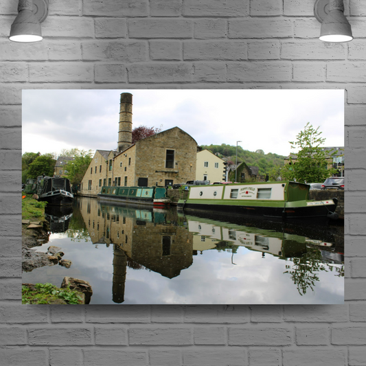 Giclée Mounted Wall Art Prints. Hebden  Bridge. The Rochdale Canal. West Yorkshire. England.