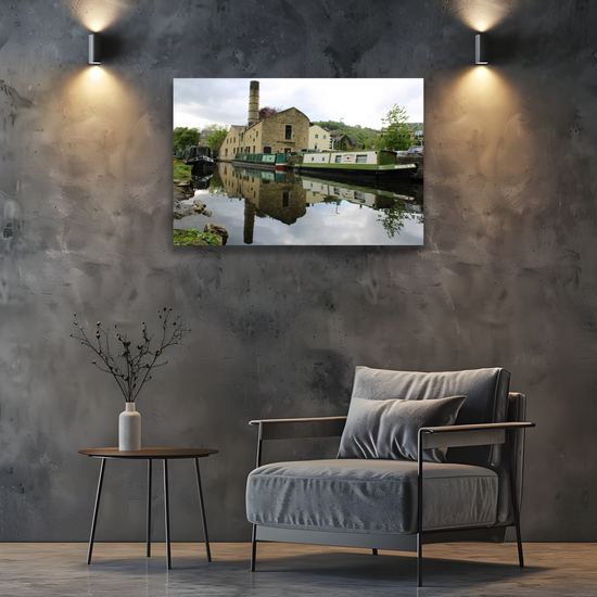 Giclée Mounted Wall Art Prints. Hebden  Bridge. The Rochdale Canal. West Yorkshire. England.