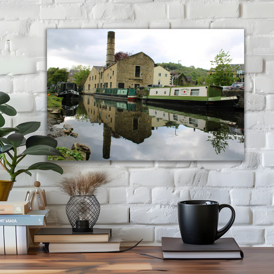 Giclée Mounted Wall Art Prints. Hebden  Bridge. The Rochdale Canal. West Yorkshire. England.
