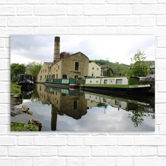 Giclée Mounted Wall Art Prints. Hebden  Bridge. The Rochdale Canal. West Yorkshire. England.