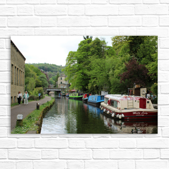 Giclée Mounted Wall Art Prints. Hebden Bridge. The Rochdale Canal. West Yorkshire. England.