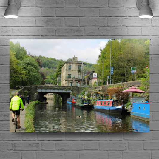 Giclée Mounted Wall Art Prints. Hebden Bridge. The Rochdale Canal. West Yorkshire. England.