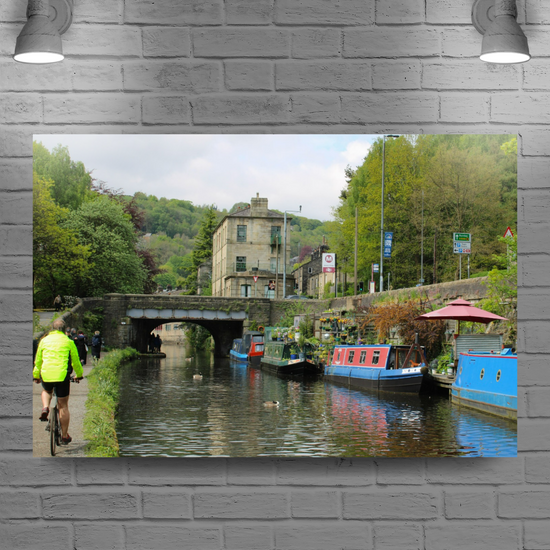 Giclée Mounted Wall Art Prints. Hebden Bridge. The Rochdale Canal. West Yorkshire. England.