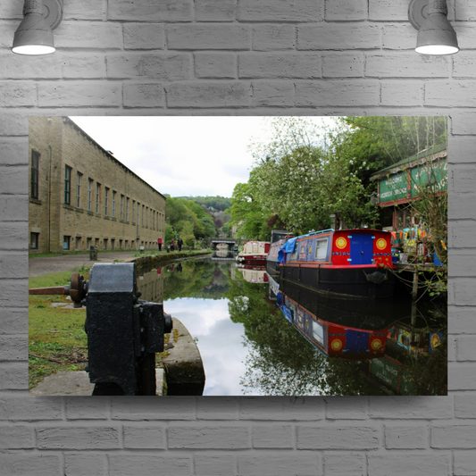 Giclée Mounted Wall Art Prints. Hebden Bridge. The Rochdale Canal. West Yorkshire. England.