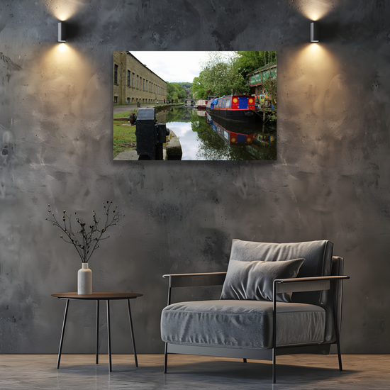 Giclée Mounted Wall Art Prints. Hebden Bridge. The Rochdale Canal. West Yorkshire. England.