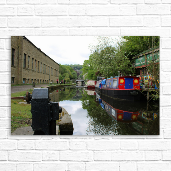 Giclée Mounted Wall Art Prints. Hebden Bridge. The Rochdale Canal. West Yorkshire. England.