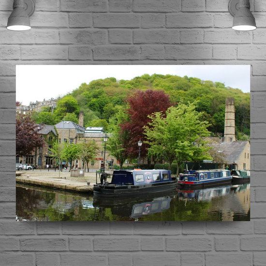 Giclée Mounted Wall Art Prints. Hebden Bridge. The Rochdale Canal. West Yorkshire. England.