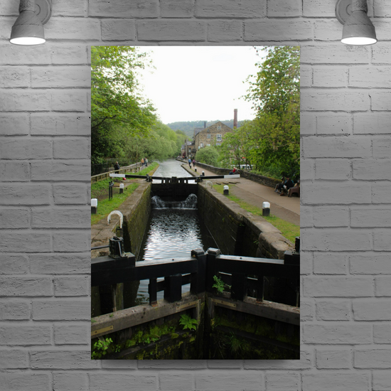 Giclée Mounted Wall Art Prints. Hebden Bridge. The Rochdale Canal. West Yorkshire. England.