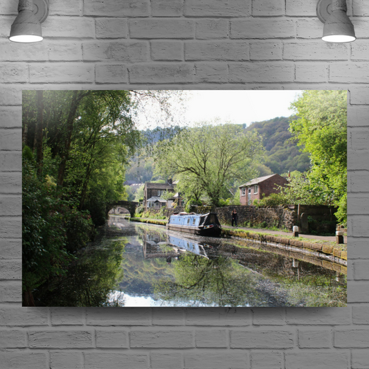 Giclée Mounted Wall Art Prints. Hebden Bridge. The Rochdale Canal. West Yorkshire. England.