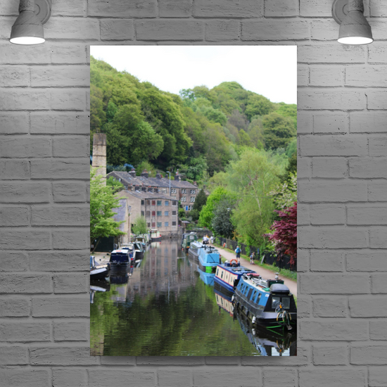 Giclée Mounted Wall Art Prints. Hebden Bridge. The Rochdale Canal. West Yorkshire. England.