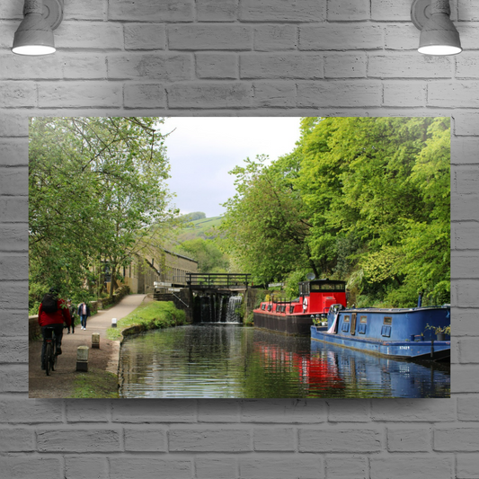 Giclée Mounted Wall Art Prints. Hebden Bridge. The Rochdale Canal. West Yorkshire. England.
