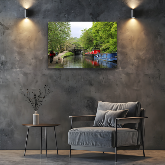 Giclée Mounted Wall Art Prints. Hebden Bridge. The Rochdale Canal. West Yorkshire. England.