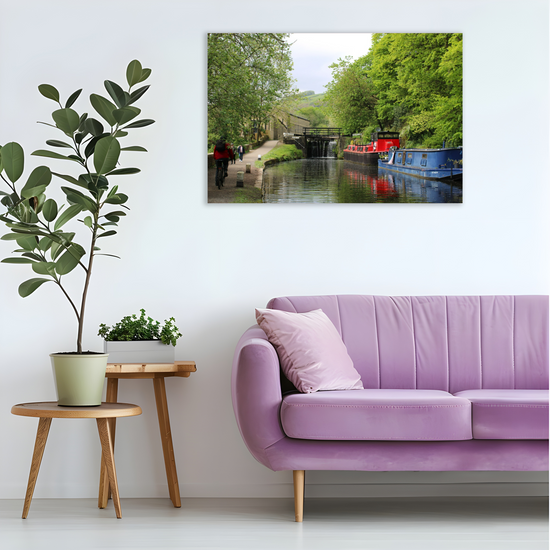 Giclée Mounted Wall Art Prints. Hebden Bridge. The Rochdale Canal. West Yorkshire. England.