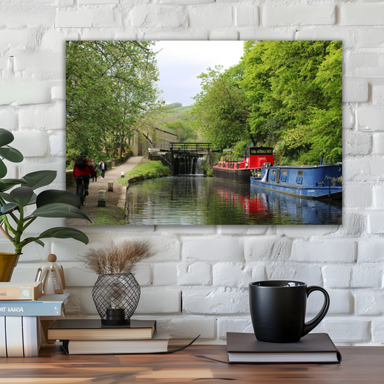 Giclée Mounted Wall Art Prints. Hebden Bridge. The Rochdale Canal. West Yorkshire. England.