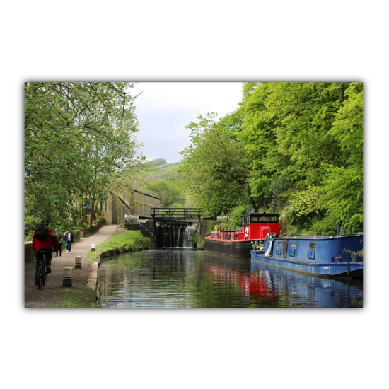 Giclée Mounted Wall Art Prints. Hebden Bridge. The Rochdale Canal. West Yorkshire. England.