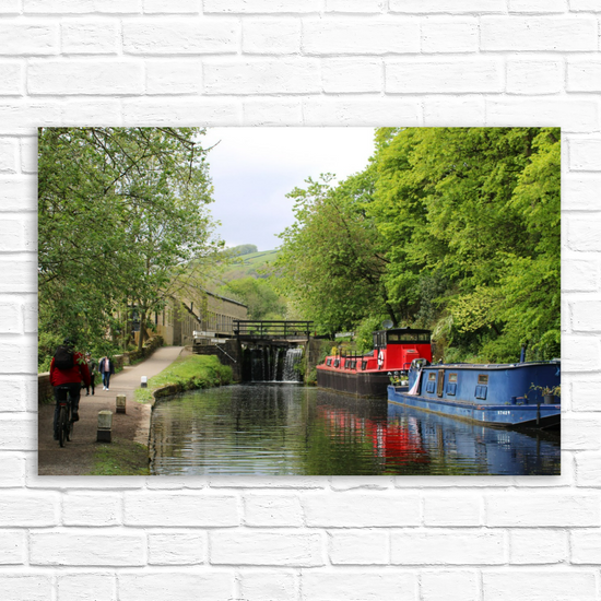 Giclée Mounted Wall Art Prints. Hebden Bridge. The Rochdale Canal. West Yorkshire. England.