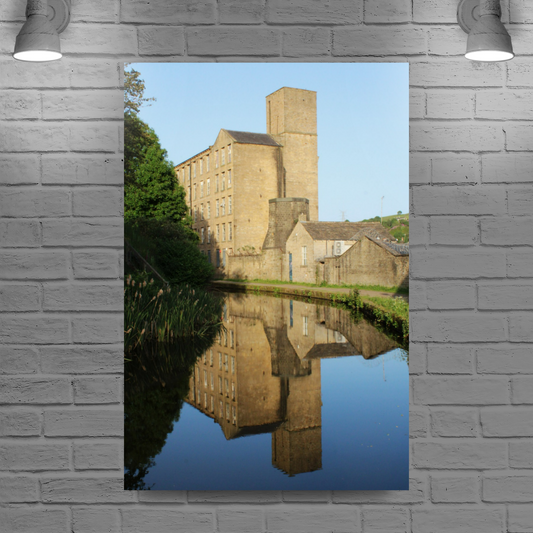Giclée Mounted Wall Art Prints. Sowerby Bridge Textile Mill. The Rochdale Canal. West Yorkshire. England.
