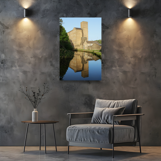 Giclée Mounted Wall Art Prints. Sowerby Bridge Textile Mill. The Rochdale Canal. West Yorkshire. England.