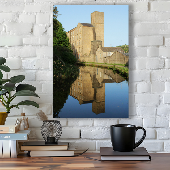 Giclée Mounted Wall Art Prints. Sowerby Bridge Textile Mill. The Rochdale Canal. West Yorkshire. England.