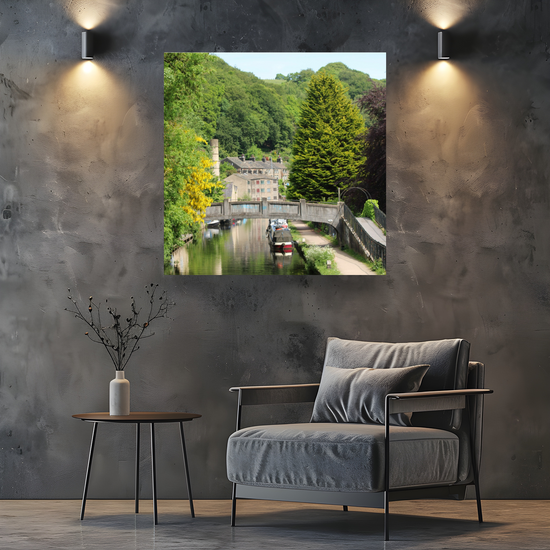 Giclée Mounted Wall Art Prints. Hebden Bridge. The Rochdale Canal. West Yorkshire. England.